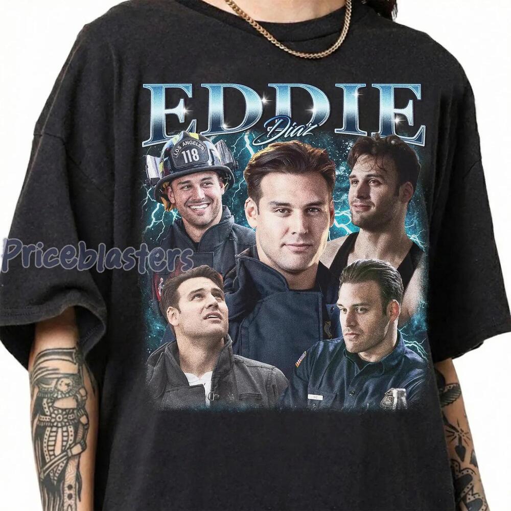Male Character Collage Retro Firefighter Fan T Shirt